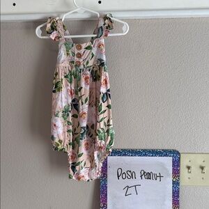 Posh Peanut Floral Romper - Pink and Green